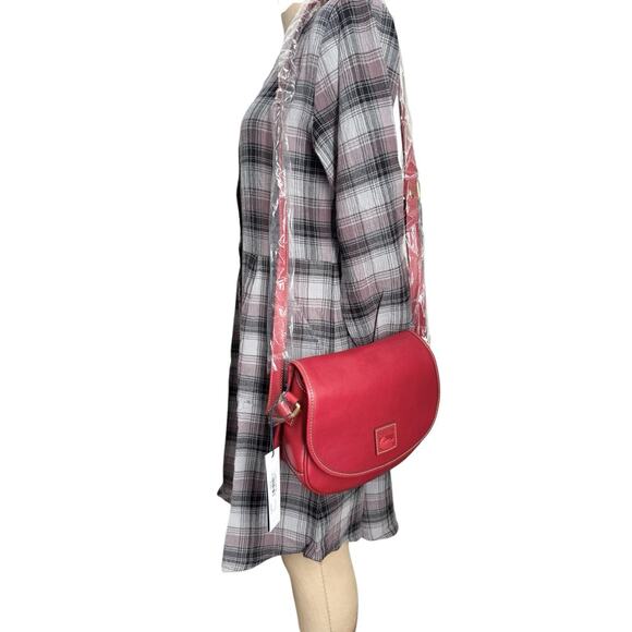 Dooney & Bourke Red Florentine Purse Saddle Leather Crossbody Shoulder Bag NWT - Picture 2 of 10